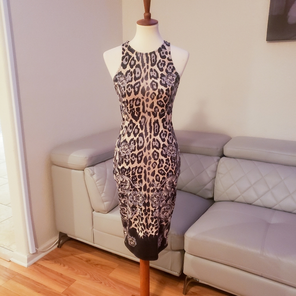 WAYF Animal Print Floral Midi Dress size XS